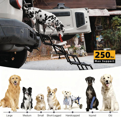 Dog Stairs 5 Steps Foldable Dog Ramp with Non-Slip Surface, Portable Dog Steps for Cars,SUV and Truck, Supports up to 250 lbs