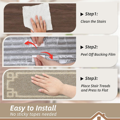 BEQHAUSE Non Slip Stair Treads for Wooden Steps Indoor Washable Stair Runner 28inX9in Polyester Durable Stair Treads Carpet for Dogs,Kids and Elders 15pcs,Dark Grey