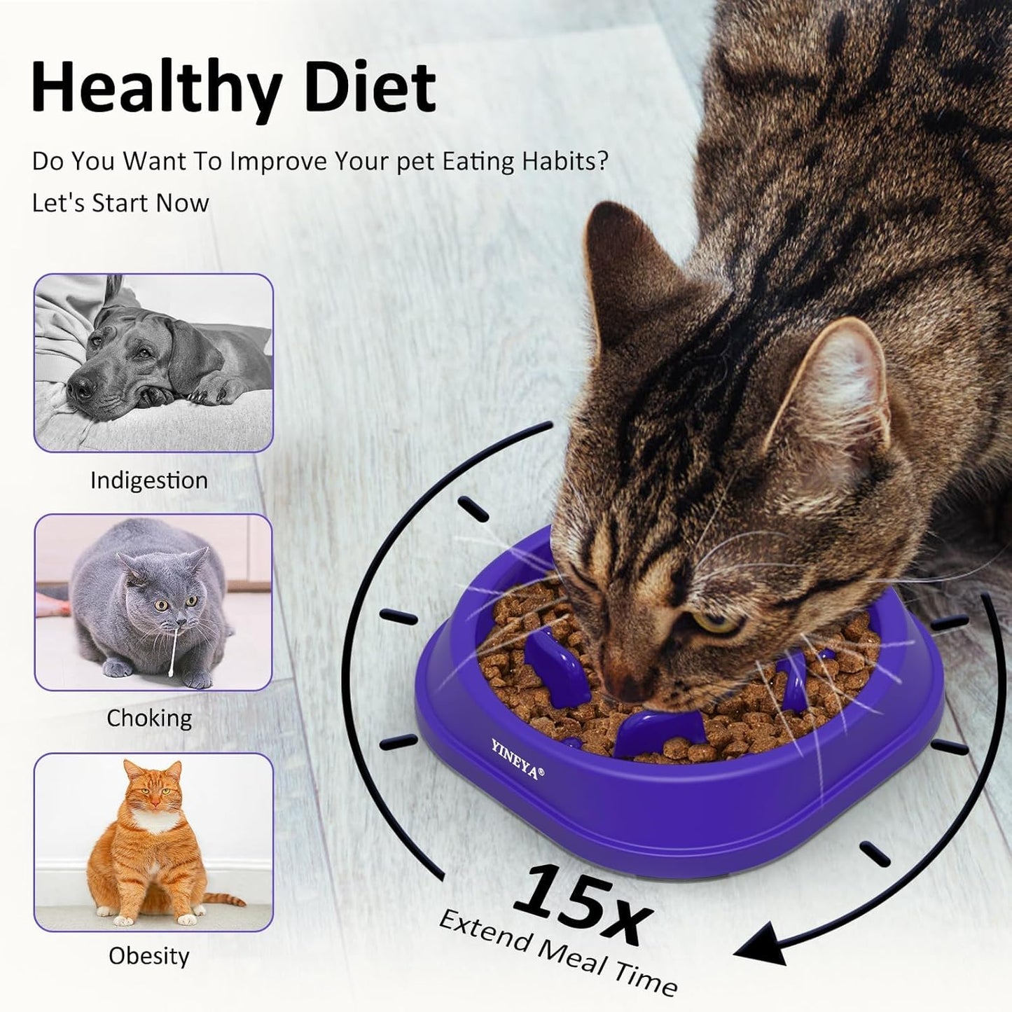 YINEYA Slow Feeder Dog Bowls, Pet Supplies that Slow Down Eating, Pet Food Bowls, Maze Dog Puzzle Feeder for Medium Breed