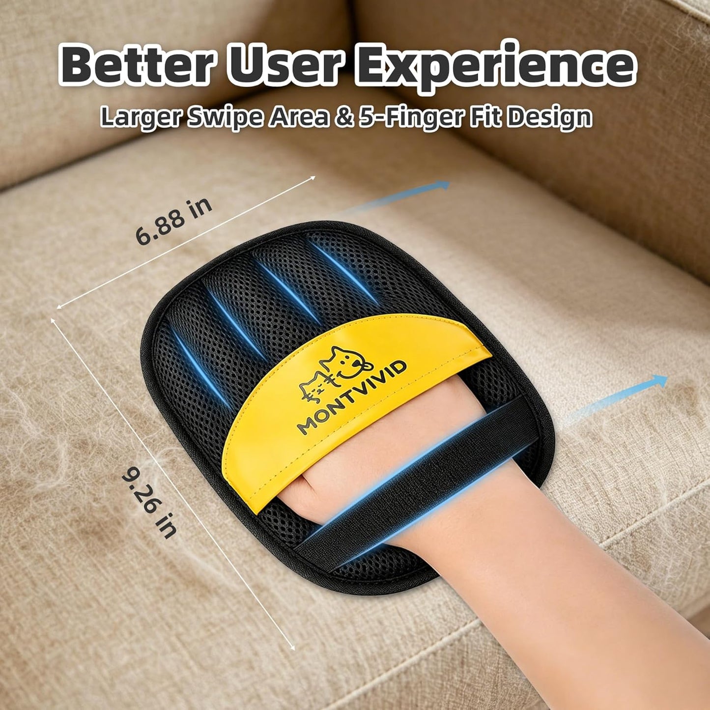 Pet Hair Removal Glove,Newly Upgraded Reusable Electrostatic Cat & Dog Hair Remover for Furniture, Couch,Carpets & Laundry – Magic Brush Hair Cleaning Tool for Pet Owners