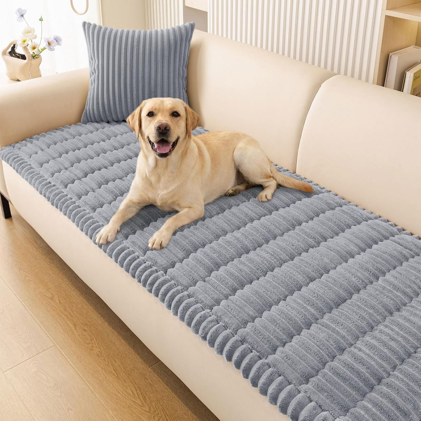 Smiry Couch Cover for Dogs, Non Slip Washable Sofa Protector for Pets, Soft Furniture Cover for Leather & Fabric Couches, Cozy Protect Against Fur, Dirt & Everyday Messes (Dark Grey, 27.6" x 59")