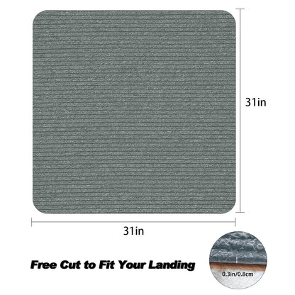 Stair Treads for Wooden Steps Carpet, Non-Slip Stair Runner Indoor Outdoor Stair Tread Mats Covers Pads, 19" x 31"Matching Landing Step Runner for Elders, Kids and Dogs (19" x 31", Black)