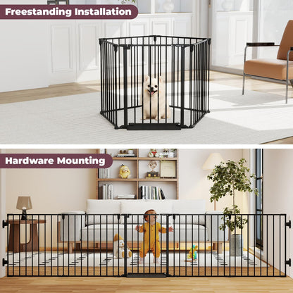 29.4-78" Extra Wide Baby Gate, Long Dog Gates Indoor for Doorways Stairs, Essential Large Safety Gate for Child Toddler with Anti-Trip Pedal, Adjustable Pet Gate, 28" Tall 3 Metal Panels Black