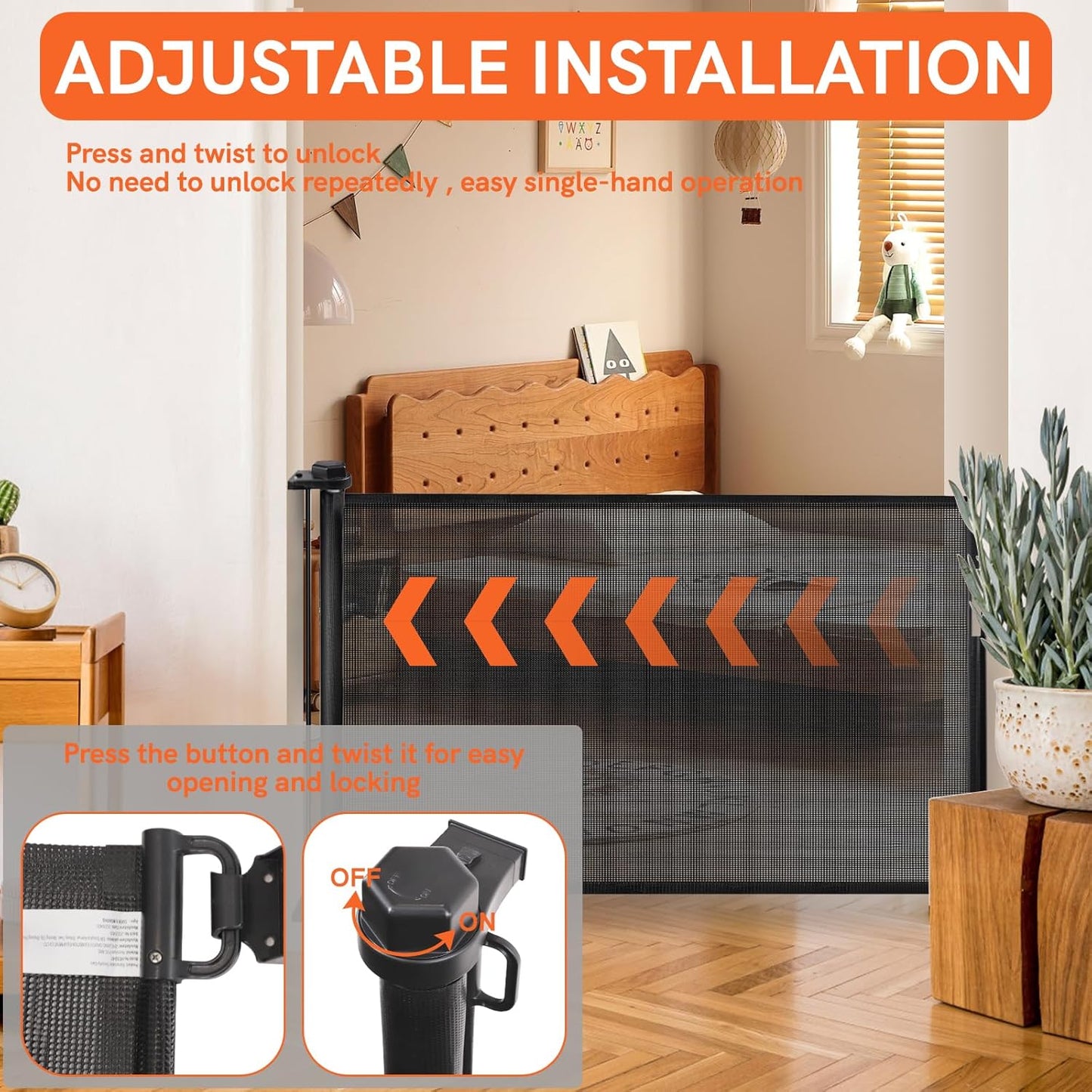 Extra-Wide Retractable Baby & Pet Gate - 39" Tall, Extends up to 118" Wide, Easy One-Hand Operation, Family Choice Award Winner, Safe for Kids & Pets, Indoor & Outdoor, Black (39 x 118 inch)