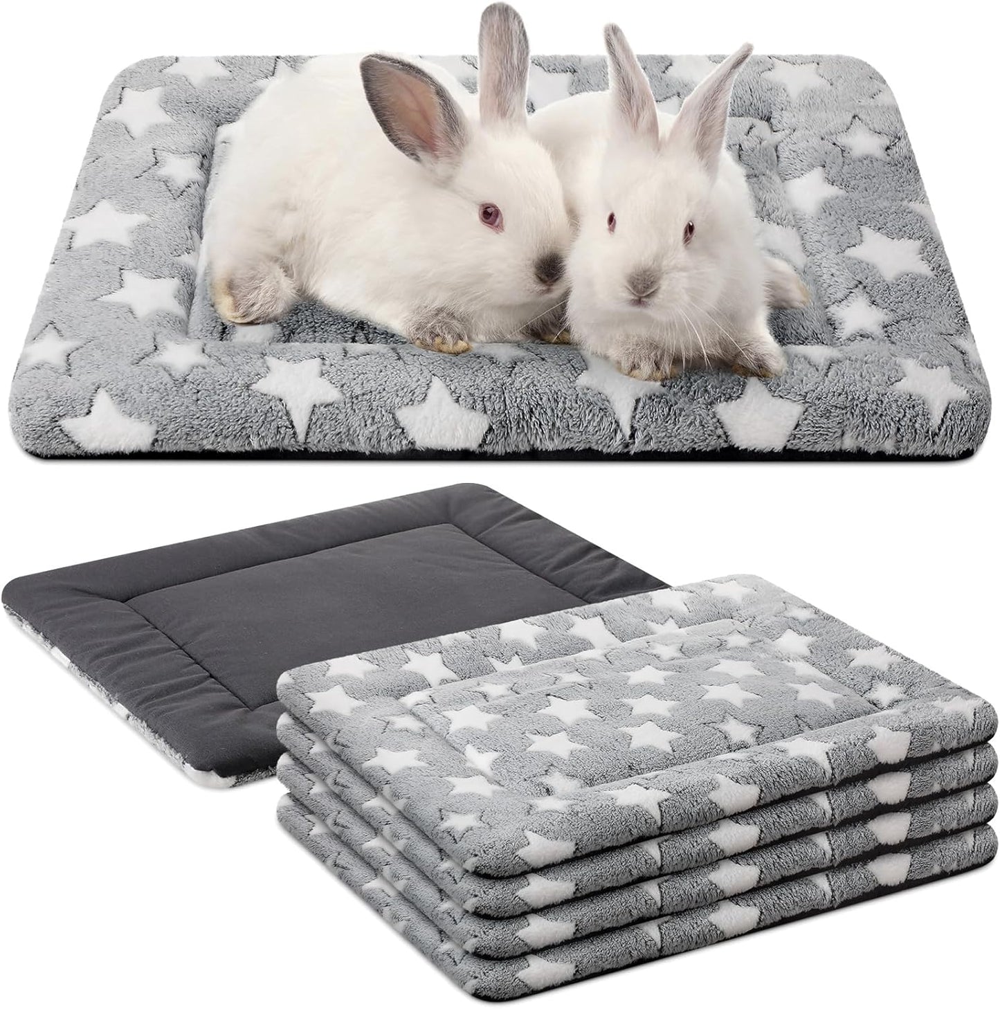 VitalCozy 4 Pcs Dog Crate Pads, Ultra Soft Warm Washable Anti-Slip Kennel Bed Mat for Pets, Reversible, Replaceable, Cage Liner for Small Medium Large Dogs and Cats (18 x 24 x 1.6 Inch,Star,Gray)