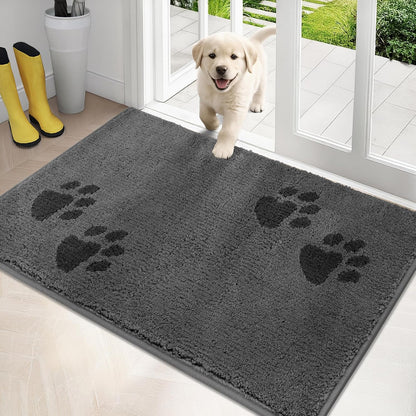 PURRUGS Dirt Trapping Door Mat 20" x 31.5", Non-Skid/Slip Machine Washable Microfiber Entrance Rug, Shoes Scraper, Dog Doormat, Super Absorbent Floor Mat for Muddy Wet Shoes and Paws, Grey