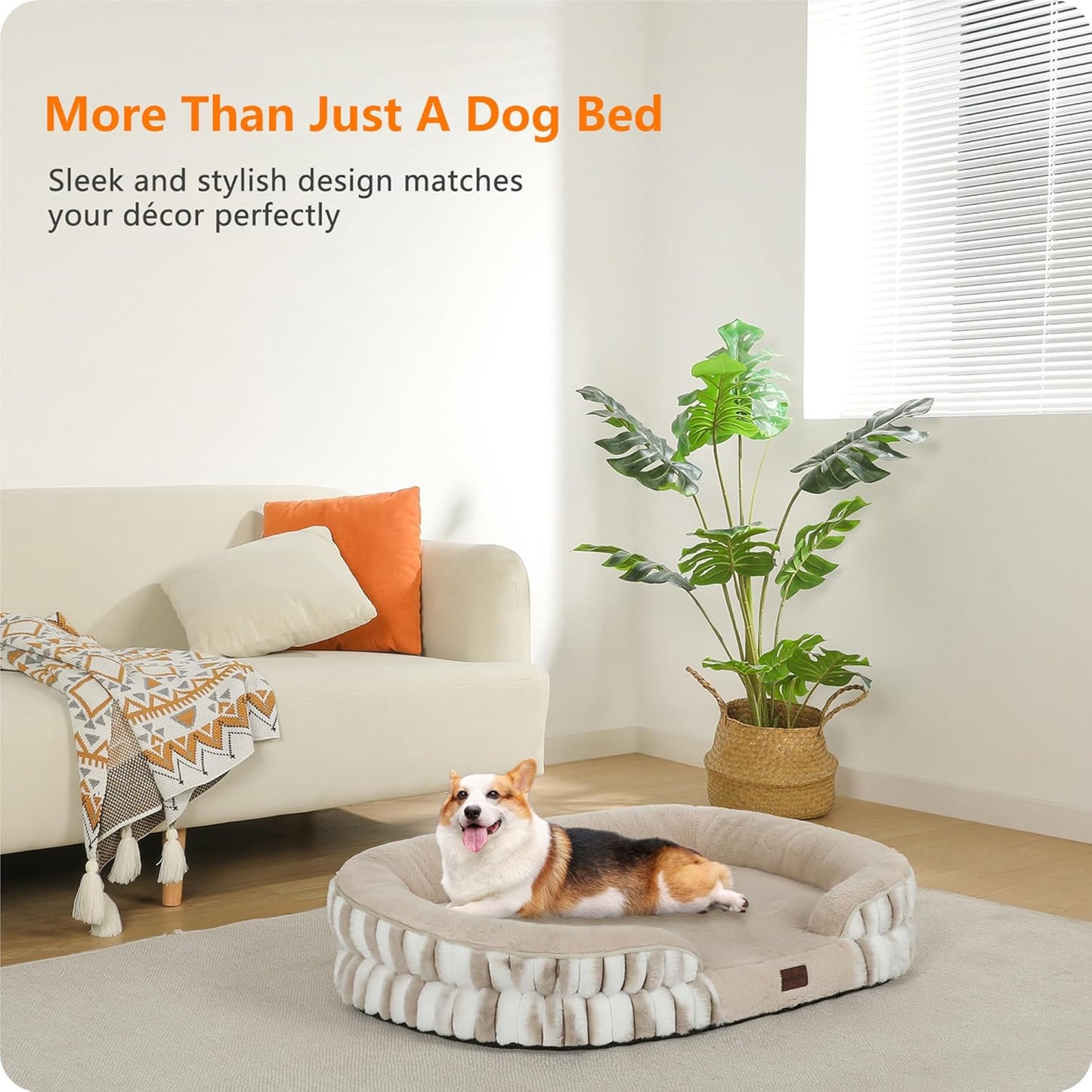 Dwanton Orthopedic Dog Bed for Medium Dogs with Gel Memory Foam, Waterproof Dog Sofa, Washable Pet Bed with Four Sided Bolster Cushion, Removable Cover & Non-Slip Bottom, 36", Dark Gray