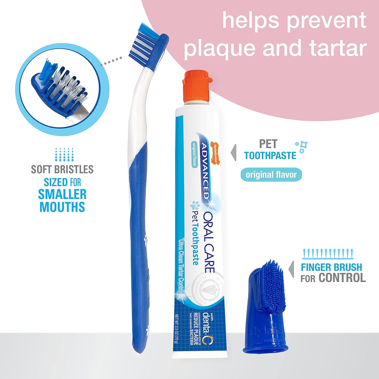 Nylabone Advanced Oral Care Natural Dog Dental Kit Peanut Flavor 2.5 oz.