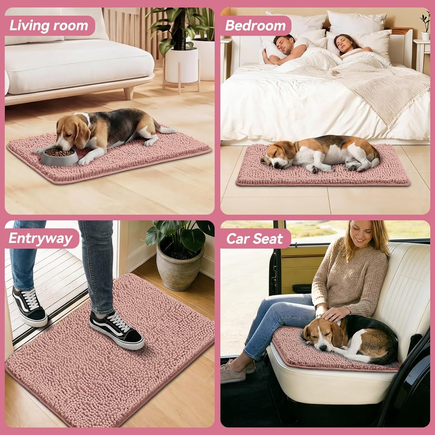 Bcoimo Super Absorbent Dog Door Mat, 30"*20" Anti Slip Mat for Muddy Paws, Pet Rugs for Dirty Paws Washable that Absorbs Moisture and Dirt, for Dog Cage and Pet Resting Carpet