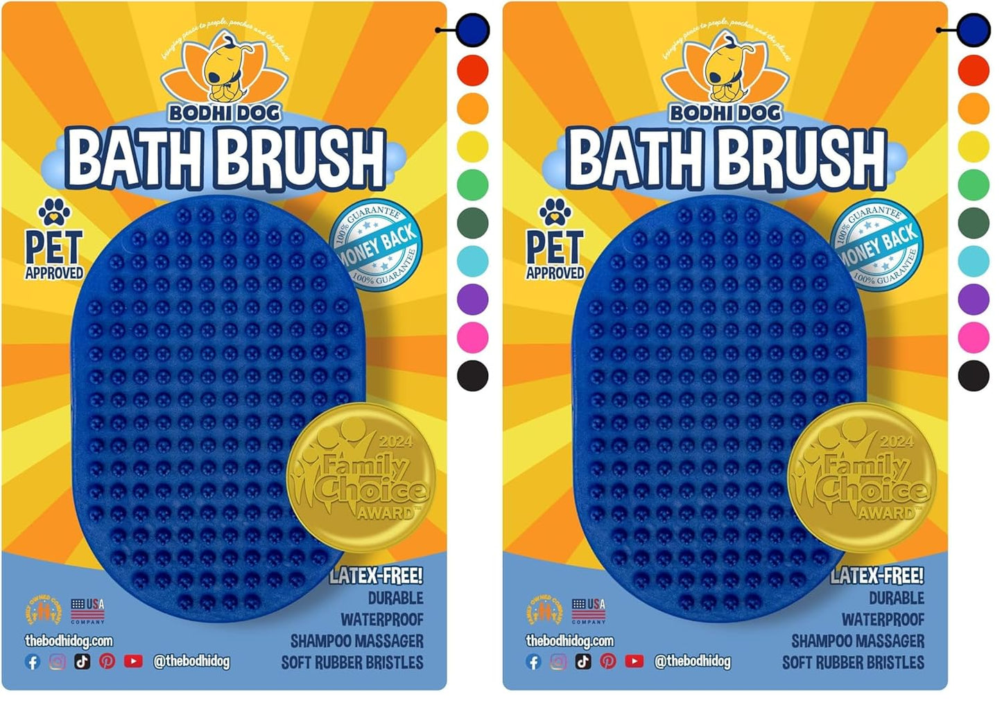 Bodhi Dog Shampoo Brush - Pet Grooming & Bath Supplies for Dogs and Cats - Bath Brush for Long & Short Hair - Premium Scrubber for Shower, Bathing & Massage (One Pack, Blue)