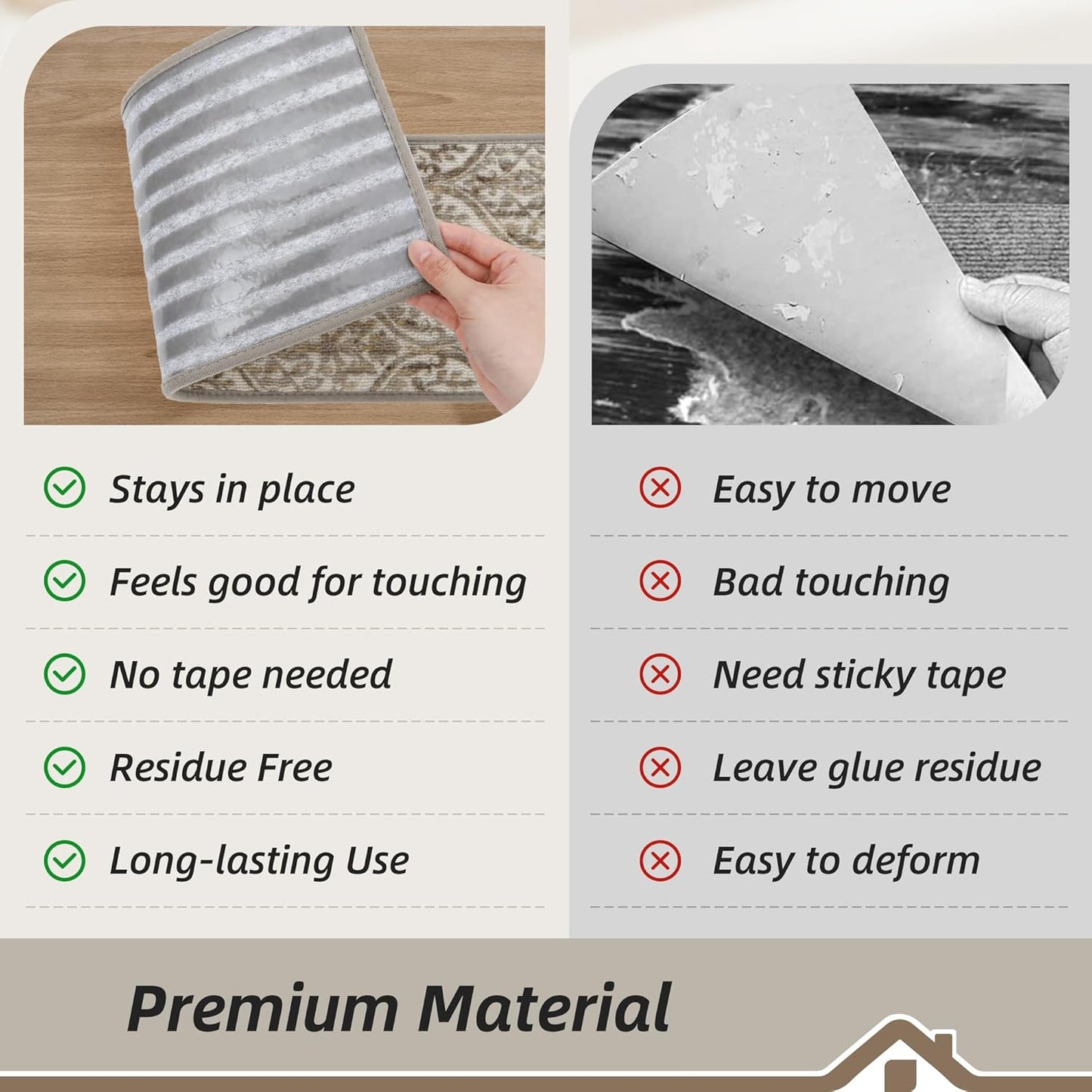 BEQHAUSE Stair Treads for Wooden Steps Non-Slip Machine Washable Carpet Stair Treads 8"X30" Soft Indoor Stair Runner for Kids Elders and Pets, 100% Polyester, TPE Backing, 15pcs, Brown/Grey