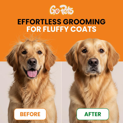 GoPets Self-Cleaning Slicker Brush for Dogs & Cats, Deshedding & Dematting Comb with Retractable Bristles, Undercoat Tool for Long Haired Dogs, Non-Slip Handle, Detangler for Mats & Shedding Fur