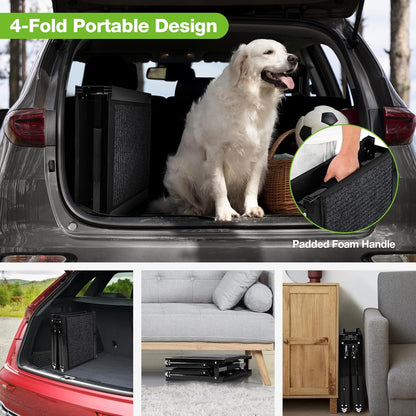 FAHKNS Dog Ramp for Car, 71" x 17" Extra Long Wide Folding Pet Ramp, Non-Slip Rug Surface, Aluminum, Black, Up to 300 LBS