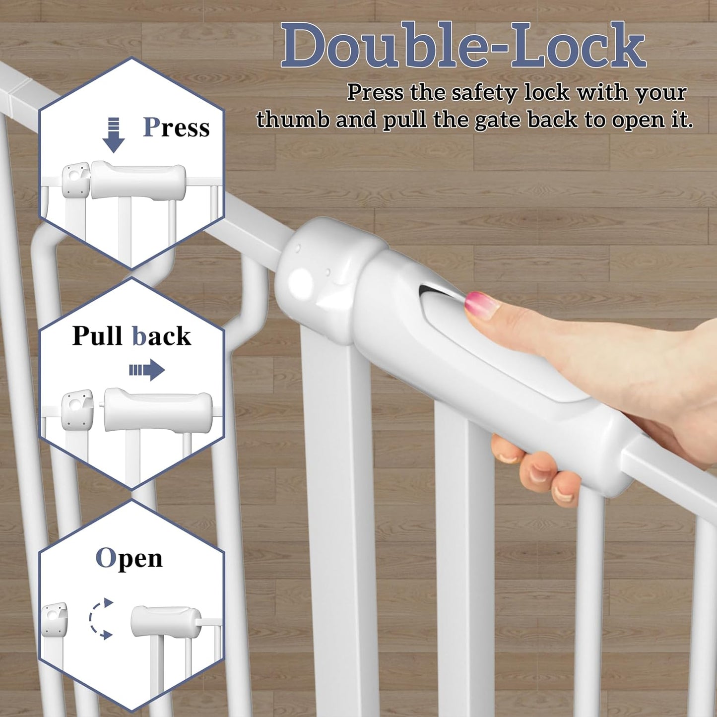 Extra Wide Baby Gates for Doorways 71.65"-85.82" Extra Wide Baby Gate Dog gate Pressure Mounted No Drilling with Walk-Through, Auto-Close & Dual-Direction Swing for Large Wide Opening Black