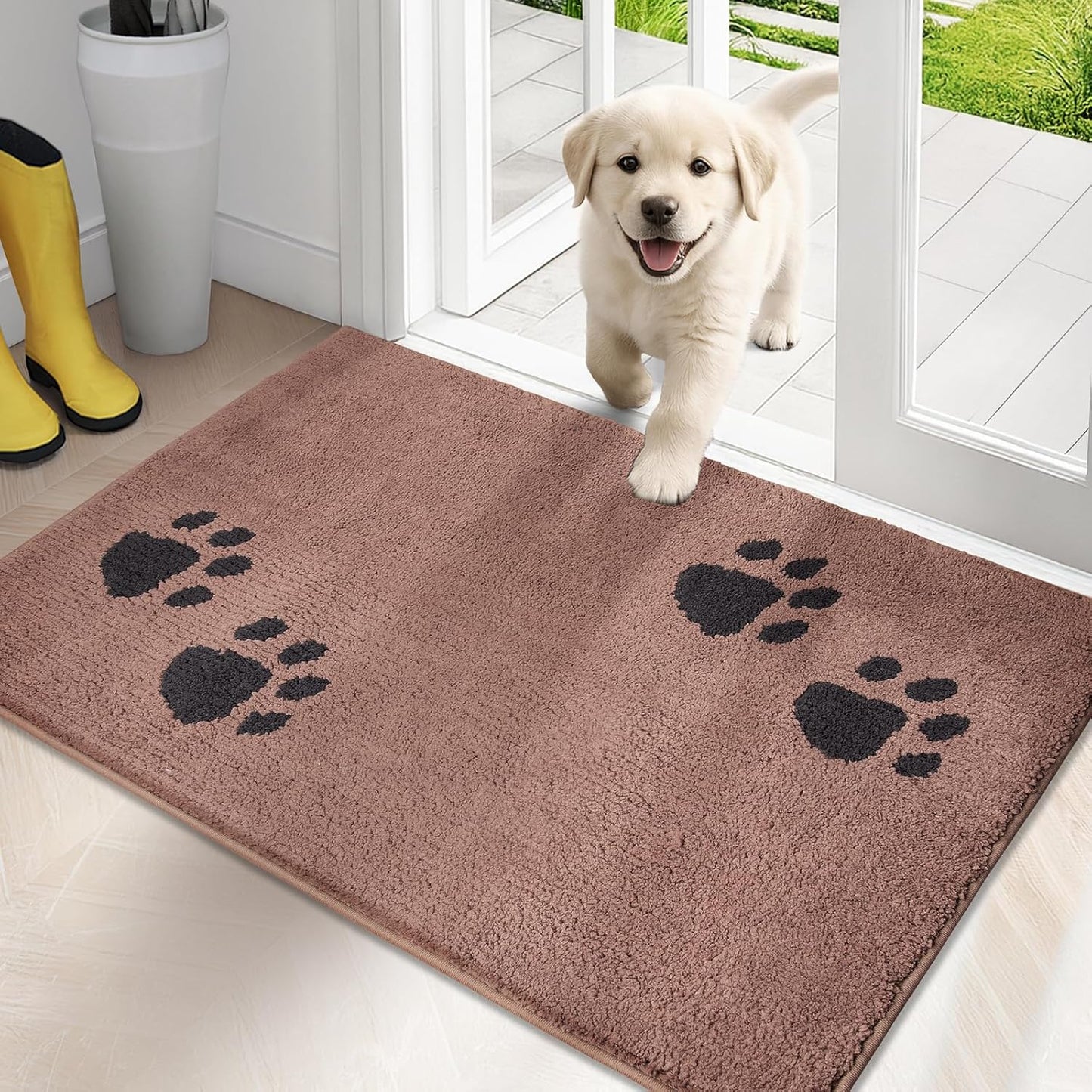 PURRUGS Dirt Trapping Door Mat 20" x 31.5", Non-Skid/Slip Machine Washable Microfiber Entrance Rug, Shoes Scraper, Dog Doormat, Super Absorbent Floor Mat for Muddy Wet Shoes and Paws, Grey