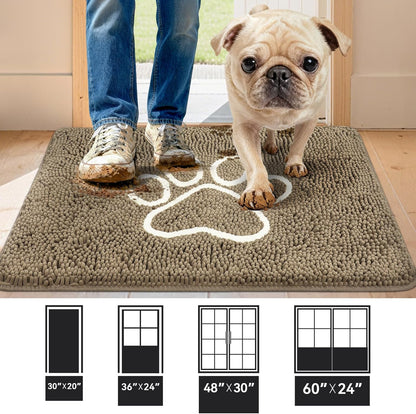 Bcoimo Super Absorbent Dog Door Mat, 30"*20" Anti Slip Mat for Muddy Paws, Pet Rugs for Dirty Paws Washable that Absorbs Moisture and Dirt, for Dog Cage and Pet Resting Carpet