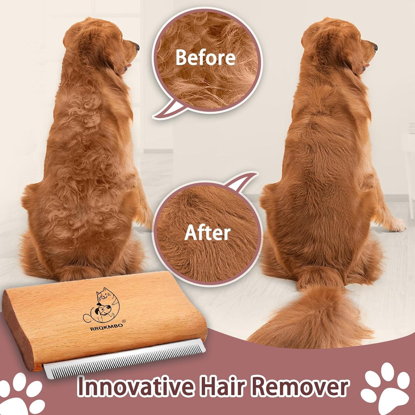 Premium Deshedding Dog Brush,Pet Deshedding Brush,Professional Cat Deshedding Brush for Grooming,Wooden Pet Grooming Combs for Short and Long Hair,Deshedder Shedding Tool.