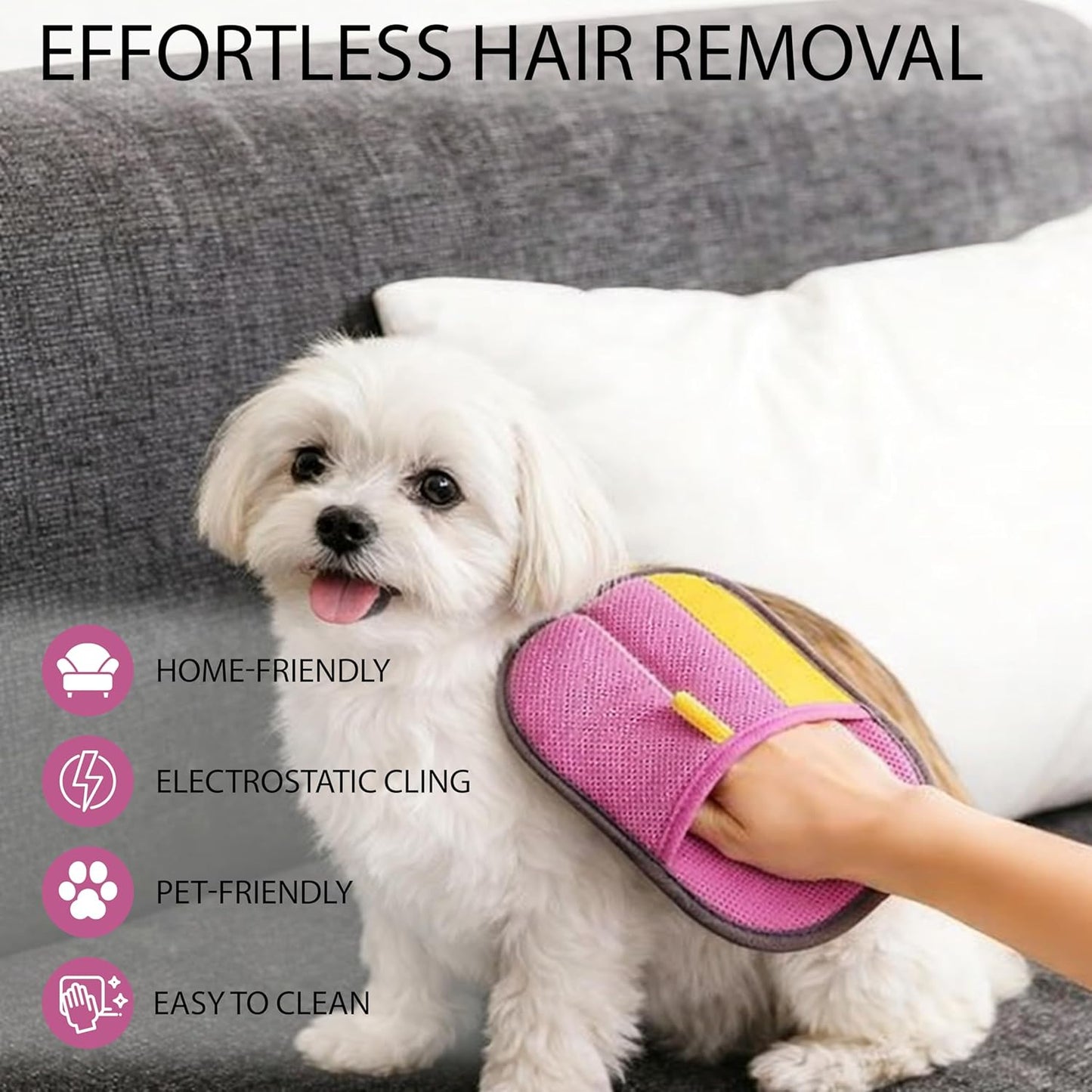 Premium 3-in-1 Pet Grooming Kit - Electrostatic Pet Hair Removal Glove with Safety Nail Scissors & Dual-Ended Toothbrush Set - Gentle Deshedding Mitt for Dogs, Cats & Furniture - All-in-One Care Pack