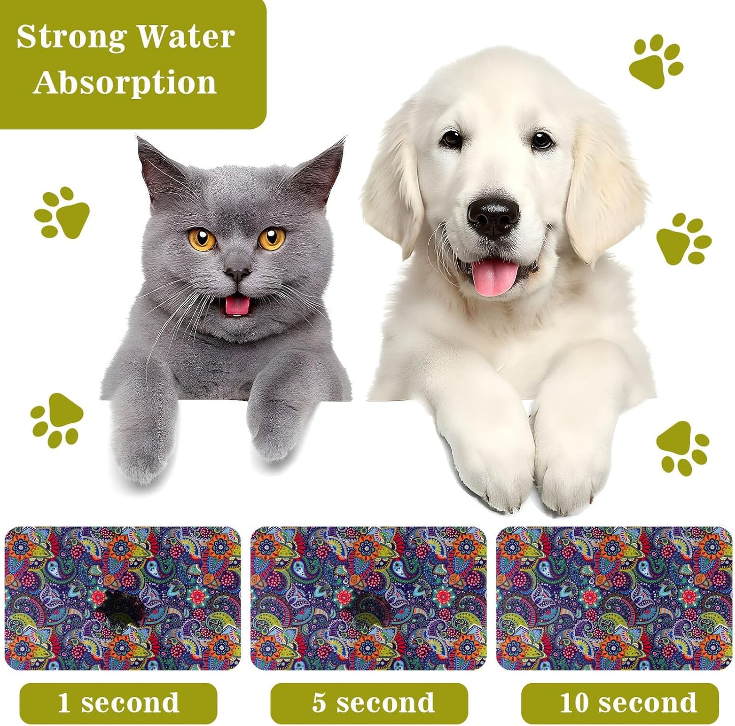 Dog Food Mats for Floors Waterproof Mat for Cat Food and Water Bowls - Absorbent Quick Dry Non Slip Mat for Pet Feeding