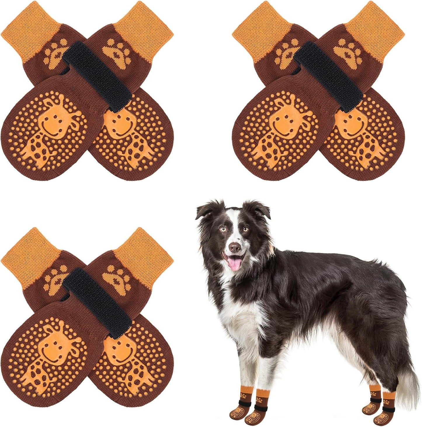 SCENEREAL 6Pcs Anti Slip Dog Socks to Prevent Licking Paws for Hot/Cold Pavement, Dog Grippy Socks for Hardwood Floors, Dog Shoes for Boots & Paw Protectors for Puppy Small Medium Large Senior Dogs