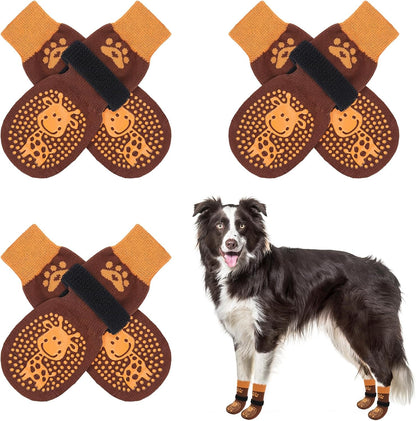 SCENEREAL 6Pcs Anti Slip Dog Socks to Prevent Licking Paws for Hot/Cold Pavement, Dog Grippy Socks for Hardwood Floors, Dog Shoes for Boots & Paw Protectors for Puppy Small Medium Large Senior Dogs