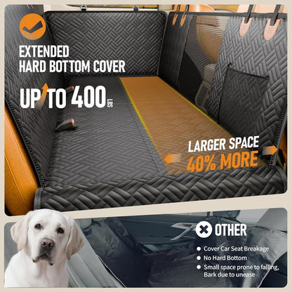 PROZAR Dog Car Seat Cover for Back Seat, Hard Bottom Back Seat Extender for Dog, Back Seat Pet Cover for Dogs - Supports 400lbs, Waterproof Heavy Duty Scratch Dog Hammock for Car SUV and Small Truck