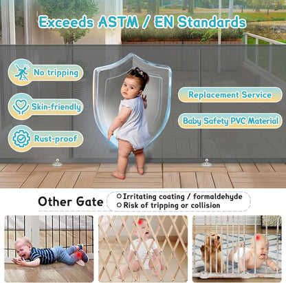 160 Inch Retractable Baby Gates Extra Wide, 42 Inch Extra Tall Retractable Gate, 13 FT Reinforced Retractable Dog Gate with Reinforcement Rod to Prevent Crawling Through, for Doorways, Stairs, Hallway