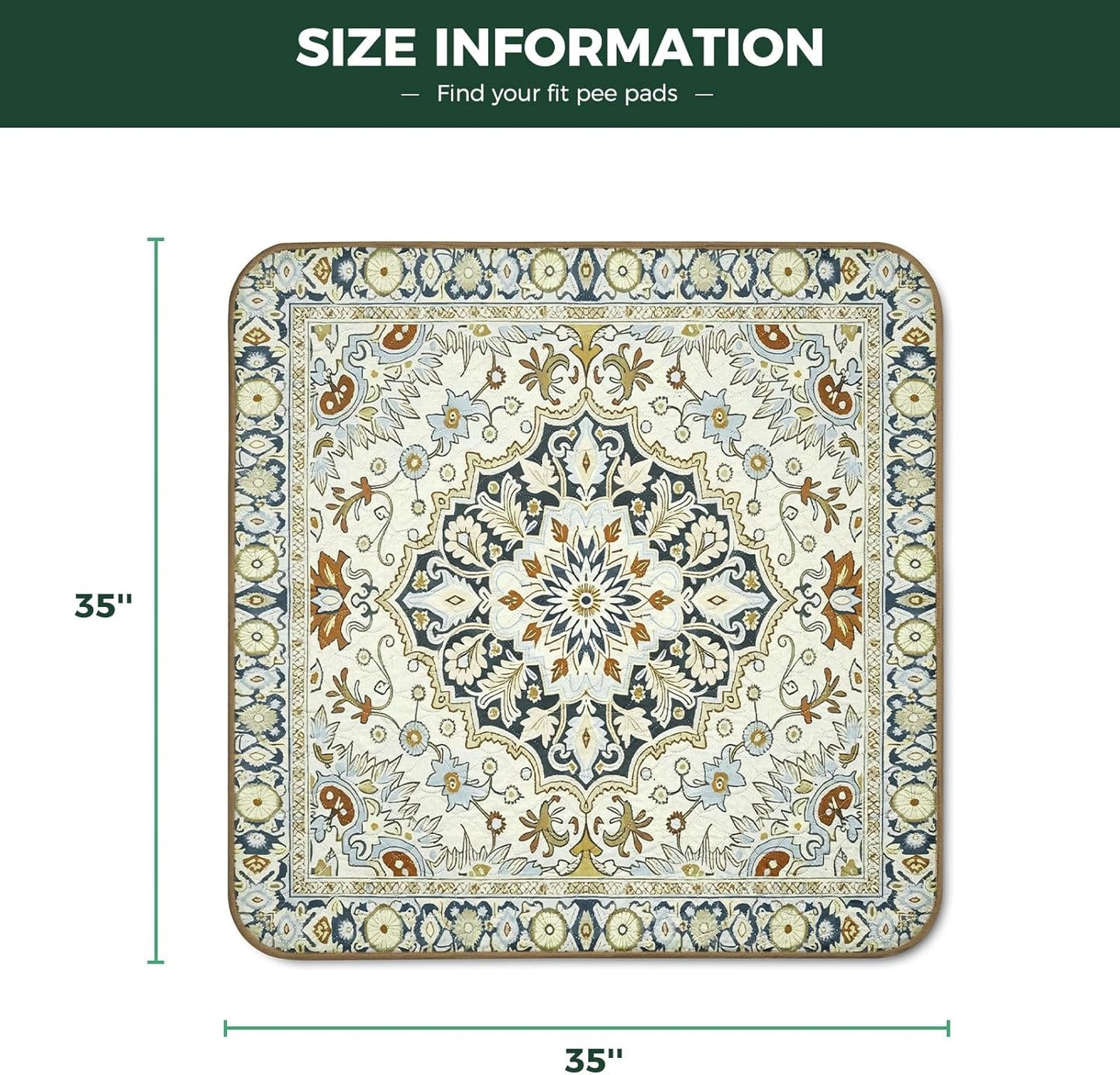 FXW Washable Pee Pads for Dogs, Puppy Pads with Super Absorbent, Specifically Designed for FXW Rollick/Homeplus 24inch 6 Panels Dog Playpen, 39" x 63" Rectangle, Khaki, 1 Pack
