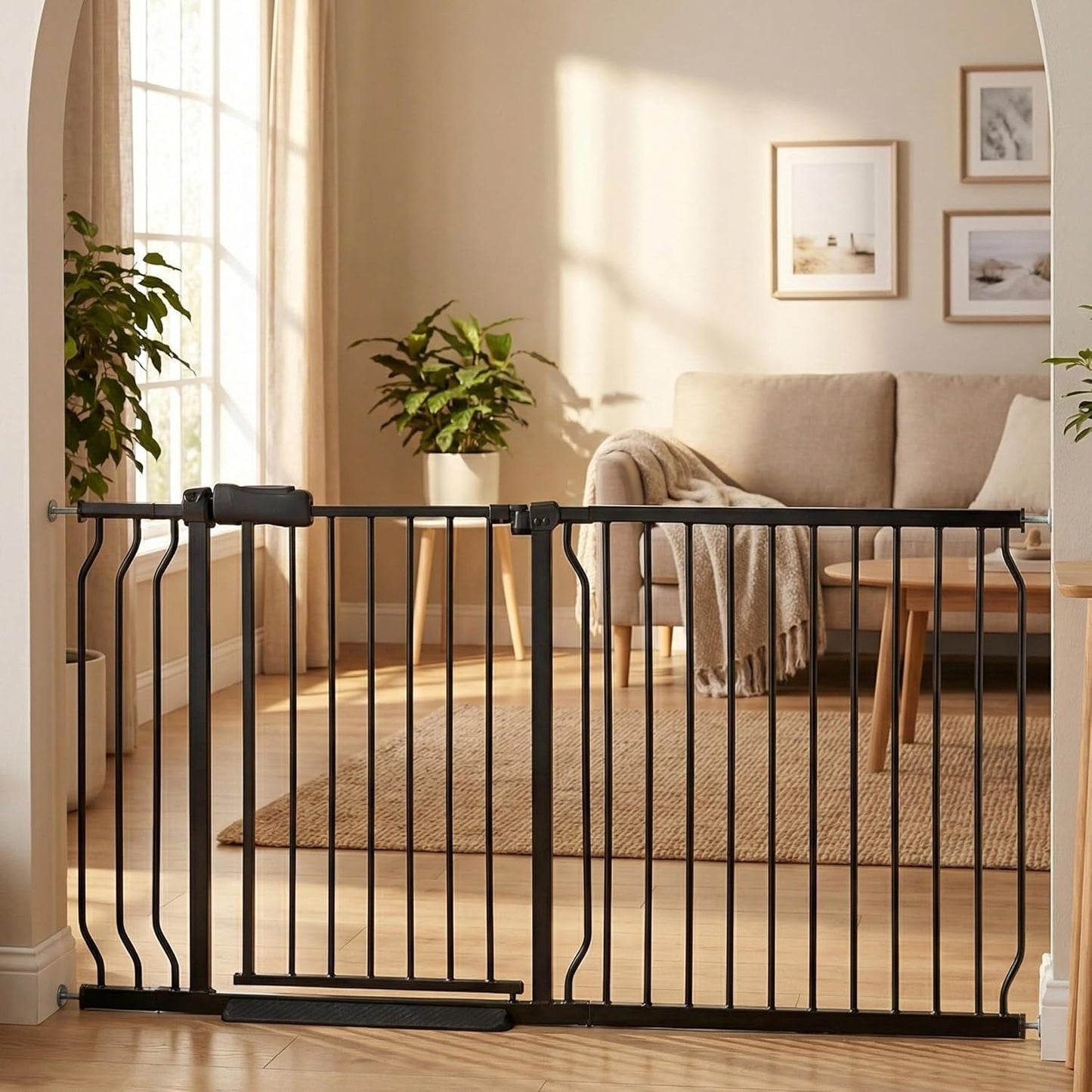 Extra Wide 76.4-81 Inch Large Baby Gates for Stairs, Doorways - No Drilling, Pressure Mounted Pet Gates for Kids & Dogs