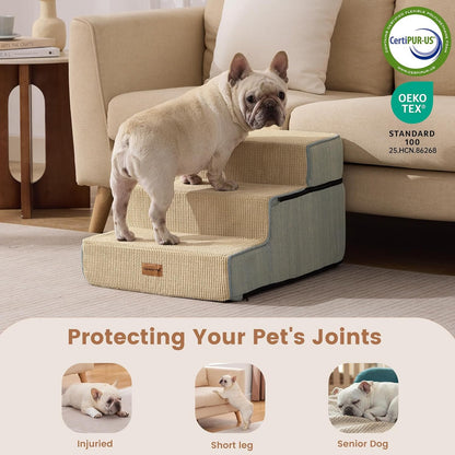 Gardner Pet Dog Stairs for Small Dogs 18.5" H, 4-Step Extra Wide Dog Steps for Bed, Pet Stairs for Bed and Couch with Durable Non-Slip Waterproof Fabric Cover and Soft Foam, Navy