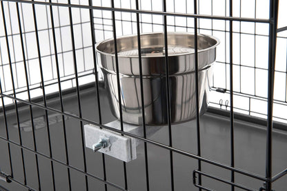 Lixit® Stainless Steel Kennel Food or Water Bowl - Non Spill Hanging Removable Crate Bowls - Carrier Cage Dish for Dogs or Cats for Feeding and Drinking (Stainless Steel, 10 Ounce)