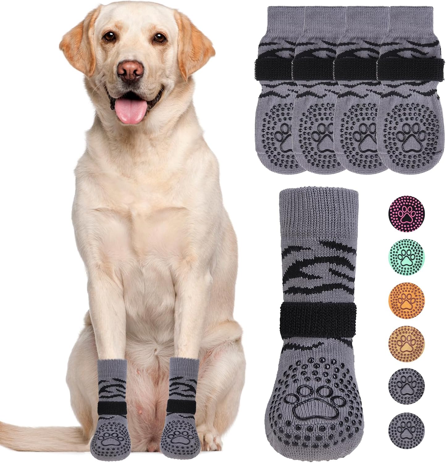KOOLTAIL Dog Socks Shoes for Hot Pavement to Prevent Licking Paws, Winter Dog Boots&Paw Protector for Hardwood Floors Anti Slip,Traction Control Grip Booties for Small Medium Large Senior Dogs,Black M