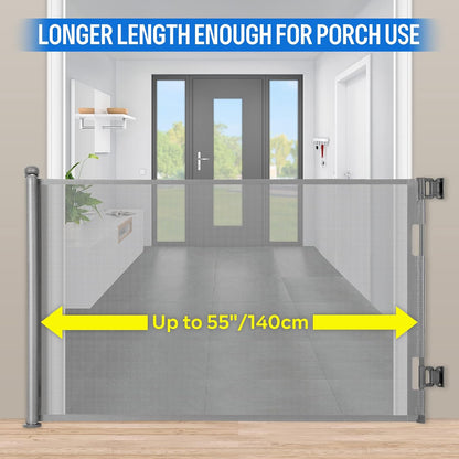 Upgraded Retractable Baby Gate, Extra Wide Safety Kids or Pets Gate, 33” Tall, Extends to 71” Wide, Mesh Safety Dog Gate for Stairs, Indoor, Outdoor, Doorways, Hallways(33”x71”, Black)