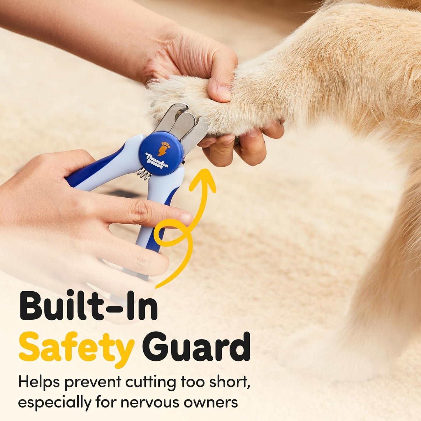 LED Dog Nail Clippers with Light, Trimmers with Protective Guard, Quick Sensor, Safety Lock and Nail File - Suitable for Large and Small Dogs & Cats (Yellow, LED)