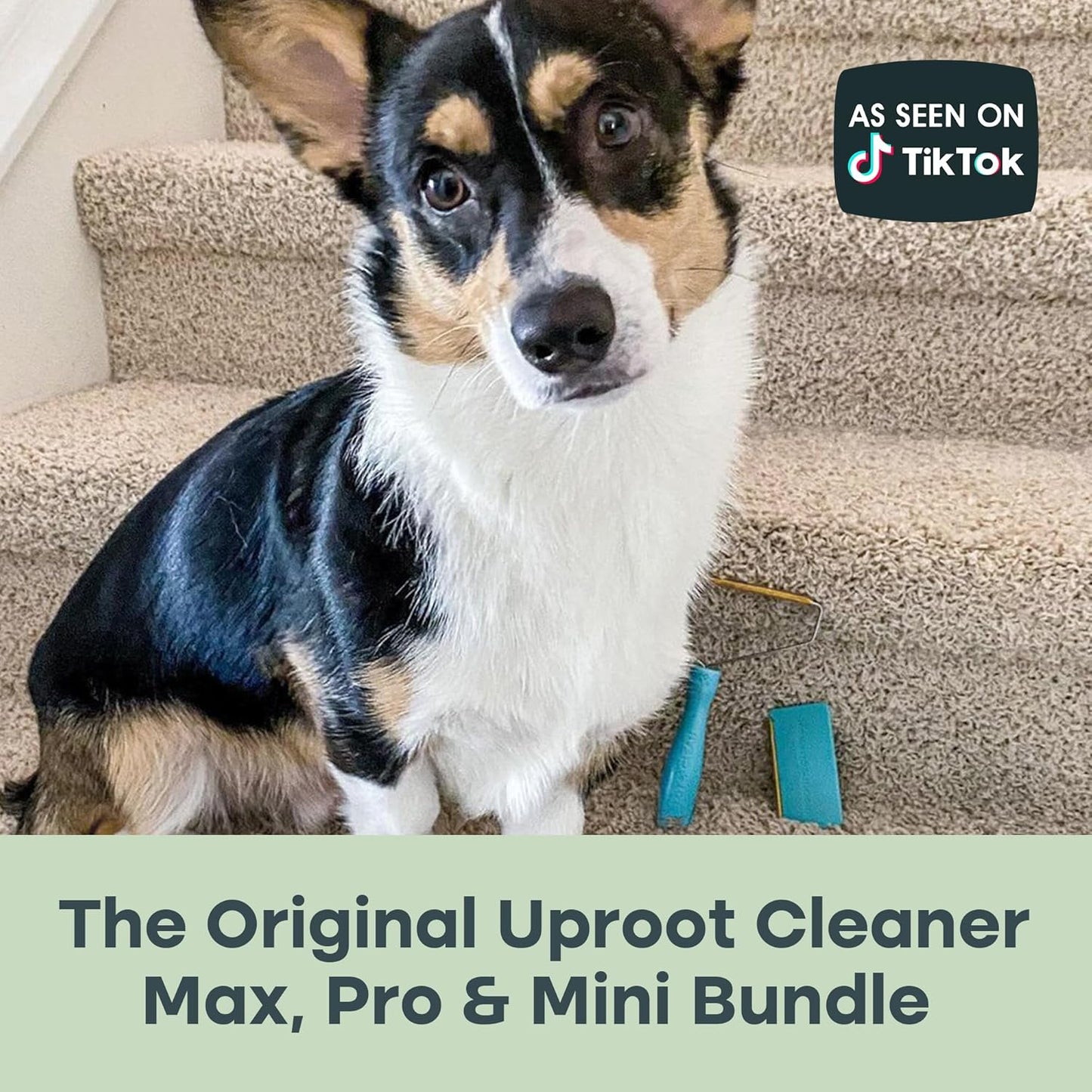Uproot Clean Fur-Nado Survival Kit - Uproot Cleaner Pro Pet Hair Remover Tool + Mini & Max Variants - Pet Hair Removal Tool and Carpet Rake - Easy Cat & Dog Fur Scraper Bundle