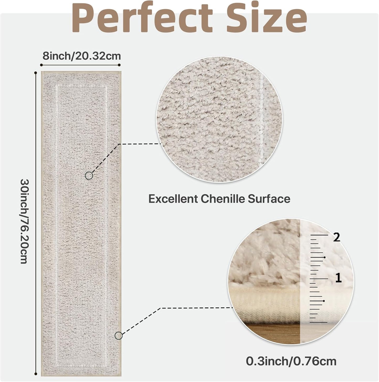 sarben Non Slip Stair Treads for Wooden Steps 15PCS - 8"x30" Indoor Safety Carpet, Edging Mats with TPE Adhesive Backing, Pet and Elderly Friendly Stair Rugs (Taupe) - Colors A