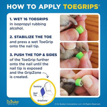 Dr Buzby's Large ToeGrips for Dogs - Instant Traction on Wood/Hardwood Floors - Anti Slip Relief - Grippers for Senior Dogs - Stop Sliding Instantly - Rubber Nails for Paws - 1 Pack (20 Grips)