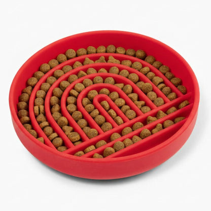 Should We Go? Slow Feeder for Dogs & Puppies, The Slowdown Bowl Silicone Slow Eating, Modern Lick Mat Design, Reduces Gulping, Fits 2 Cups, 7.5” Across x 1.5” Tall, Mealtime Challenge, Medium-Blush