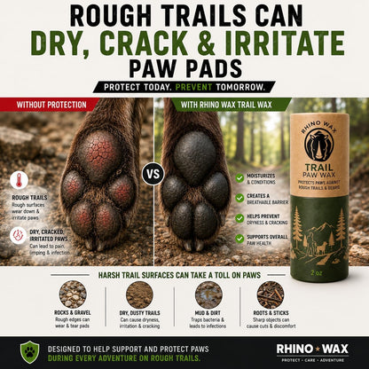 Rhino Wax - Dog Paw Protector for Hot Pavement - Use Street Wax Before Taking Dogs on Asphalt - Balm Protects from Warm Surfaces Rocks Road Debris - Great for Dogs who Hate Dog Shoes for Hot Pavement