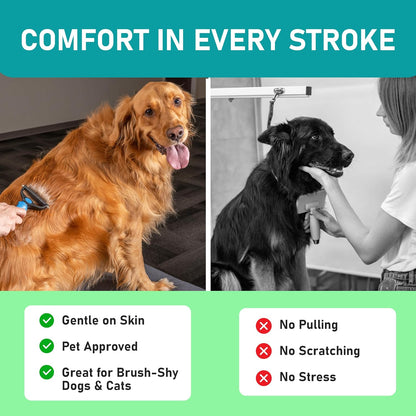 Maxpower Planet Hair Brush - Double Sided Shedding, Dematting Undercoat Rake for Dogs and Cats - Extra Wide Dog Grooming Brush, Reduce Shedding by 95%, Turquoise