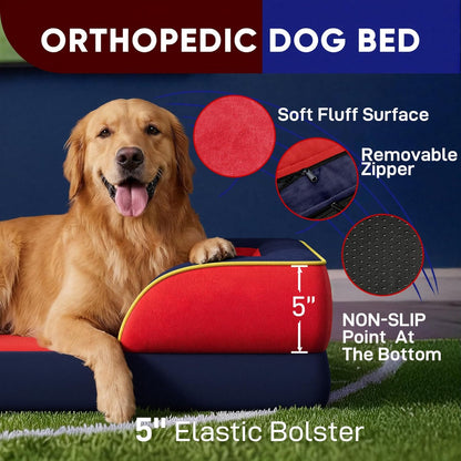 Comfort Expression Orthopedic Dog Bed for Extra Large Dogs 42x30 Inch, Waterproof Egg Crate Foam XL Pet Bed with Removable Bolsters, Dog Couch with Washable Cover & Non-Slip Bottom, Grey - Colors A
