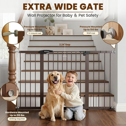 Mumeasy 36" High Extra Tall Dog Gate, 29.6"-40.5" Wide Pressure Mounted Tall Baby Gate for Dog, Auto Close Pet Gate with Door for Stairs,Doorways,House,Black