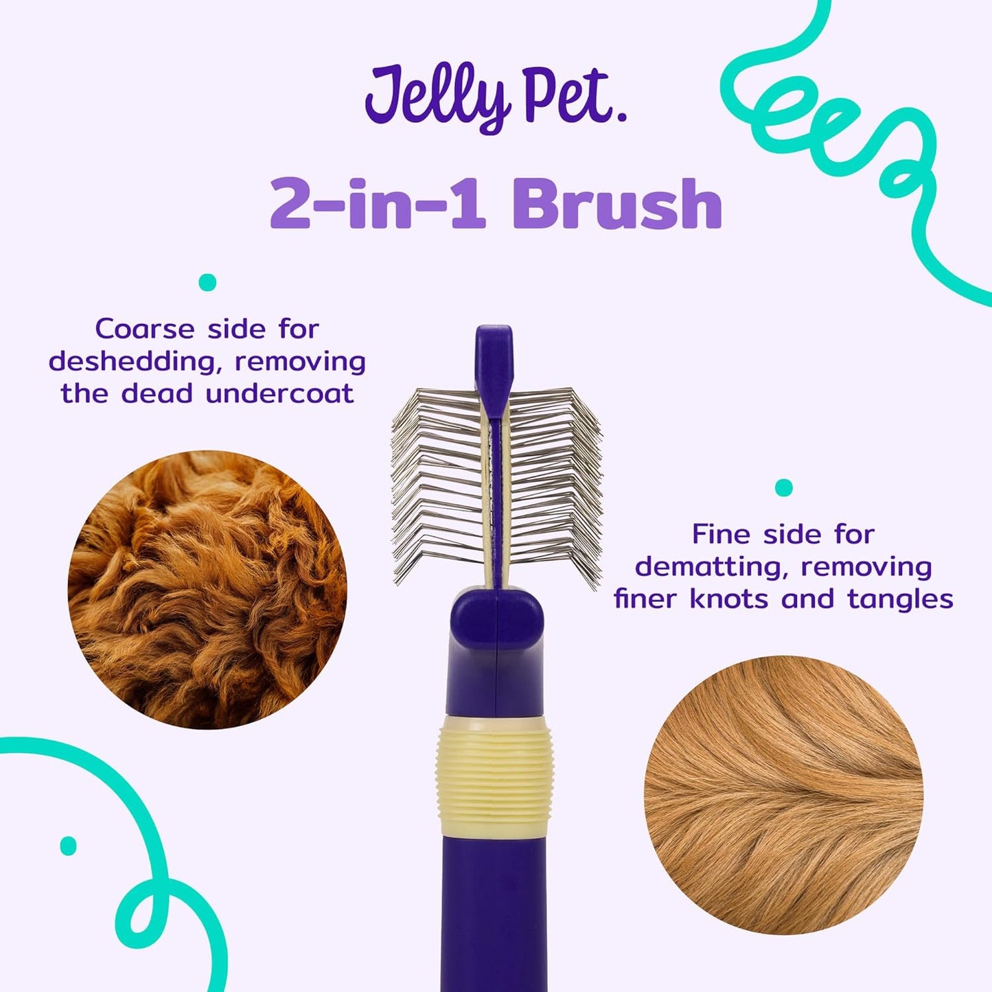 Jelly Pet Double Sided Dog Slicker Brush, Longer Pins, Flexible Head, Fine/Coarse Sides, Removes Unwanted Tangles, Medium, Pink