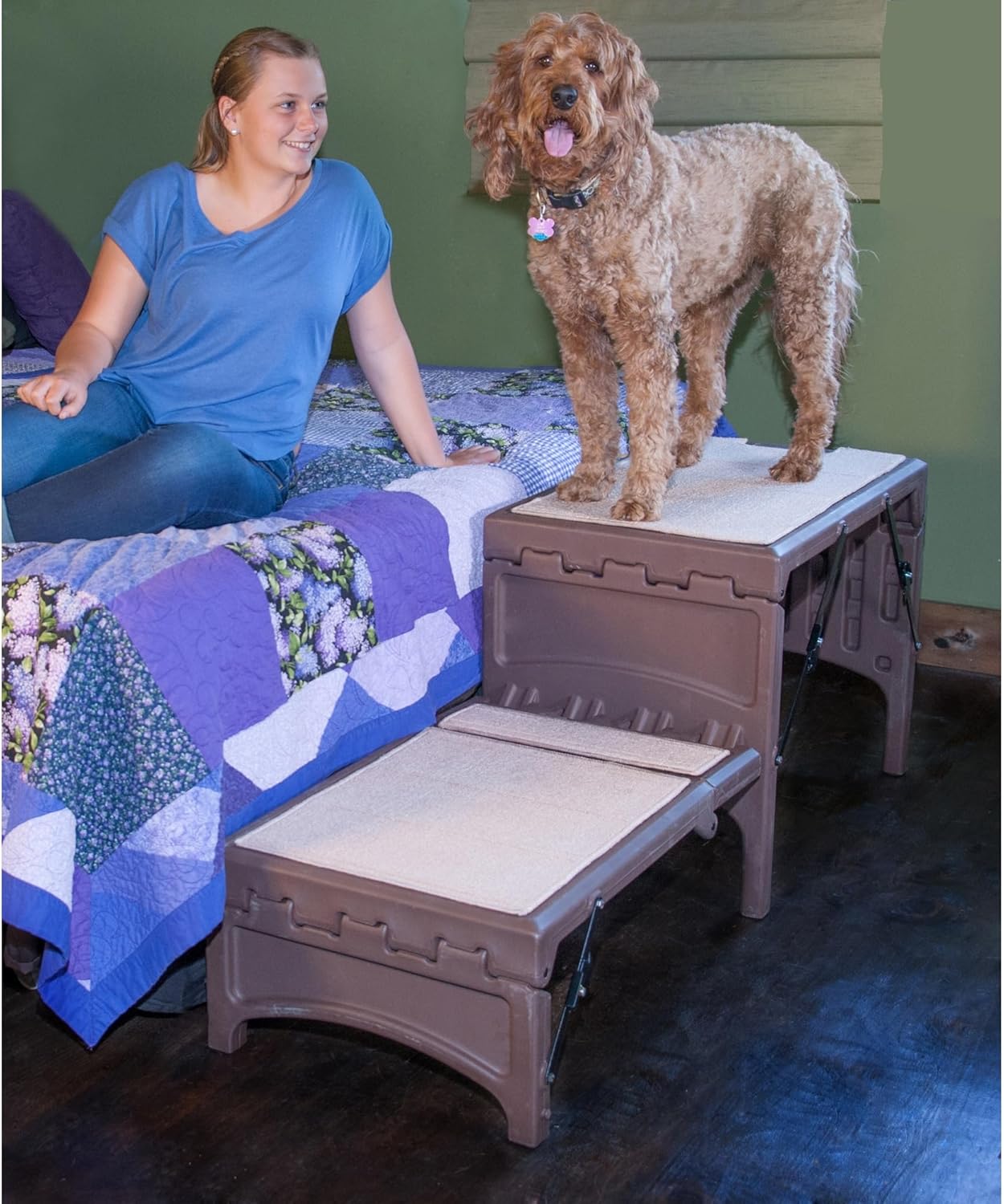 Pet Gear Free Standing Pet Ramp for Cats and Dogs, No Assembly Required, Easy Fold for Storage or Travel, Portable, Holds Up to 100lbs, Wheat
