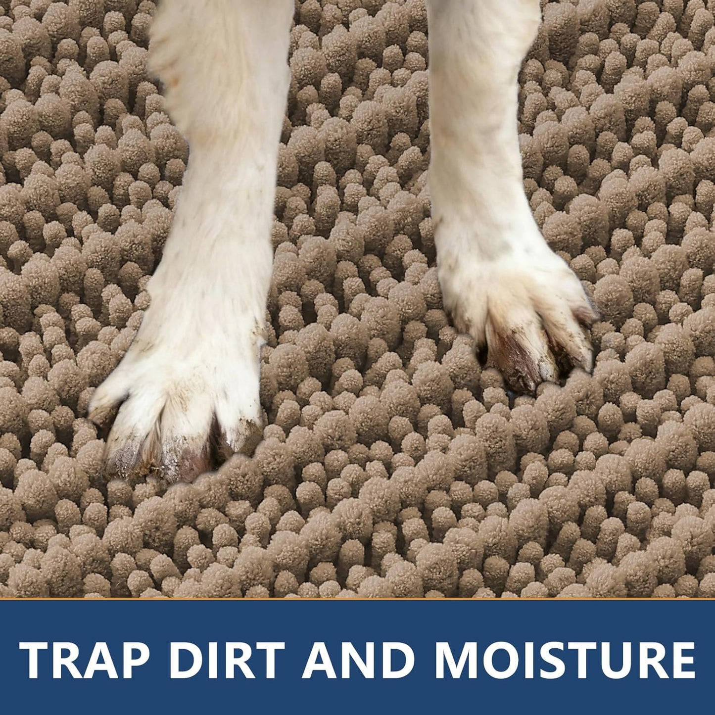 Smiry Dog Door Mat for Muddy Paws 30x20, Extra Soft Absorbent Chenille Doormat, Trap Moisture and Dirt, Non-Slip Machine Washable Front Door Mat for Indoor Entrance Inside Floor, Grey