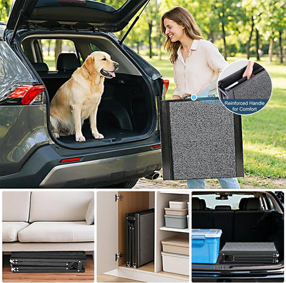 Dog Ramp for Cars 71"Long x 20"Wide SUV & Trucks, Non-Slip Surface Aluminum Pet Ramps for Small & Large Dogs–Heavy Duty Foldable Lightweight Portable Ramp for Senior Dogs High Bed Couch Outdoor 250lbs