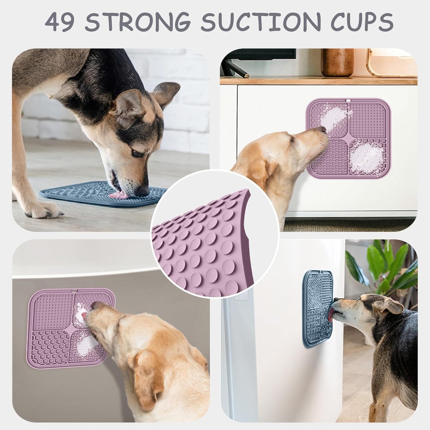 ChefAide 2 Pack Lick Mat for Dogs,Cats,Upgraded 8.5×8.5 inches Licking Mats with Suction Cups,Slow Feeder Licking Pad for Anxiety Relief and Boredom Reducer,Suitable for Dog Training Set 3