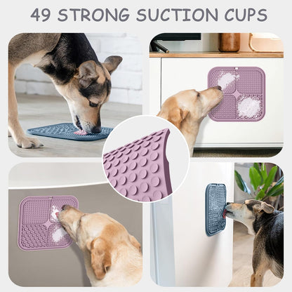 ChefAide 2 Pack Lick Mat for Dogs,Cats,Upgraded 8.5×8.5 inches Licking Mats with Suction Cups,Slow Feeder Licking Pad for Anxiety Relief and Boredom Reducer,Suitable for Dog Training Set 3