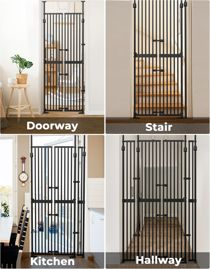 Extra Tall Cate Gate for Doorway: Pressure Mount 74.8"-90.5" Tall Cat Gate for Pets in Extra 30.3"-47.2" Width No Wall Drilling No Toddler for Indoor Stairs Hallway Room Safety Barrier