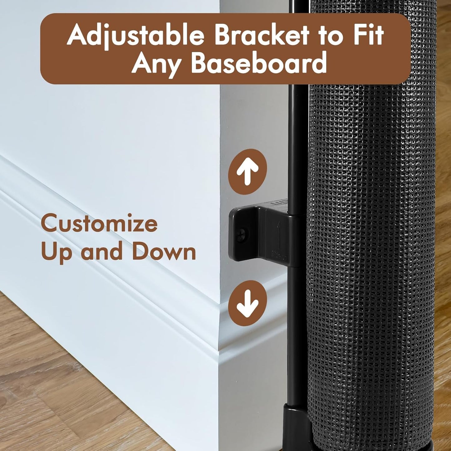 Reinforced 48" Extra Tall Pet Gate with Support Rods, 4 Ft Tall Retractable Baby Gates for Doorways 55" Wide Mesh Dog Gate Indoor Outdoor - Prevent Baby/Pet from Jumping Over, Black